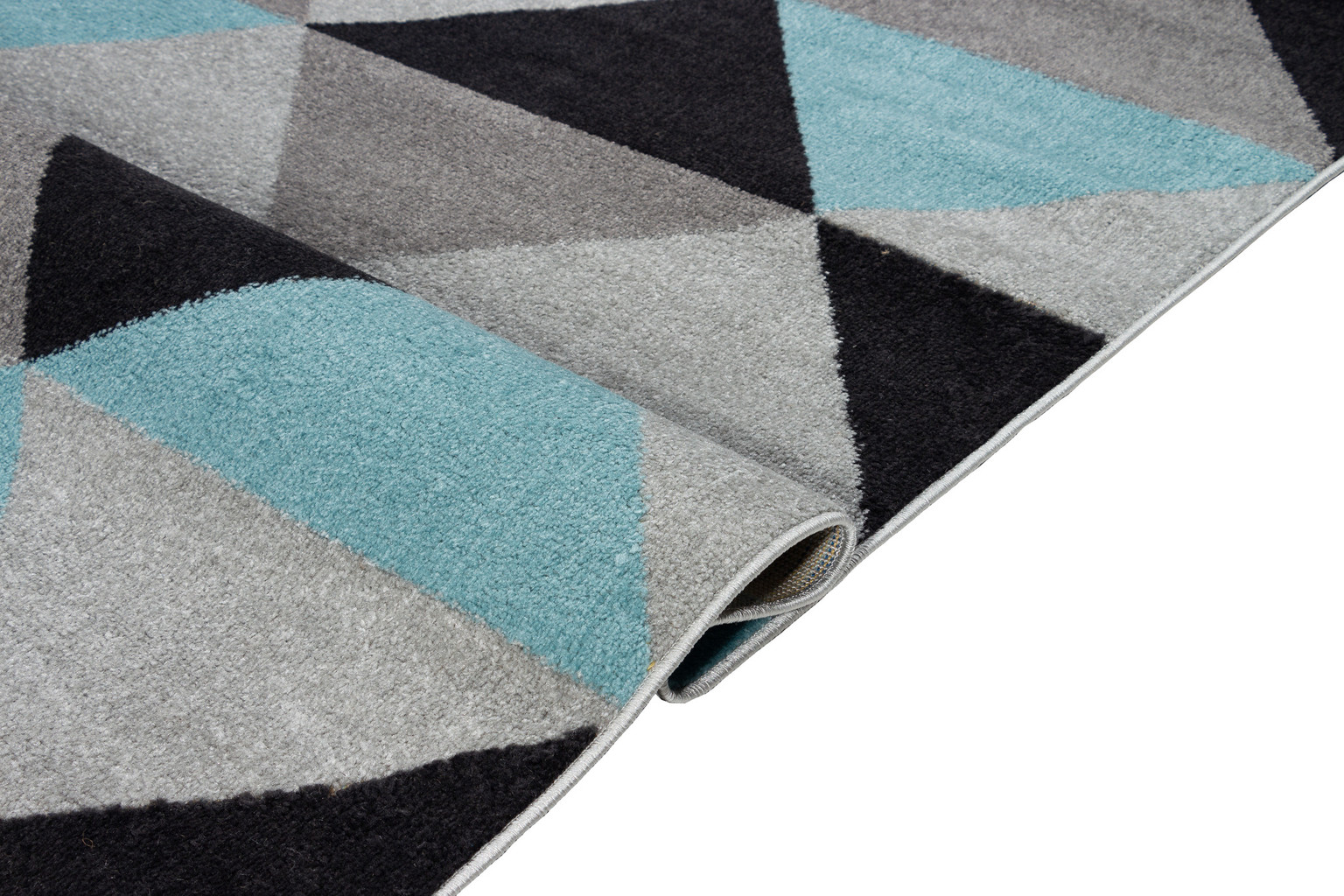 Kolorowy dywan młodzieżowy do sypialni w niebieskie, szare i czarne trójkąty Ice Stream 08 - Carpetforyou zdjęcie 4