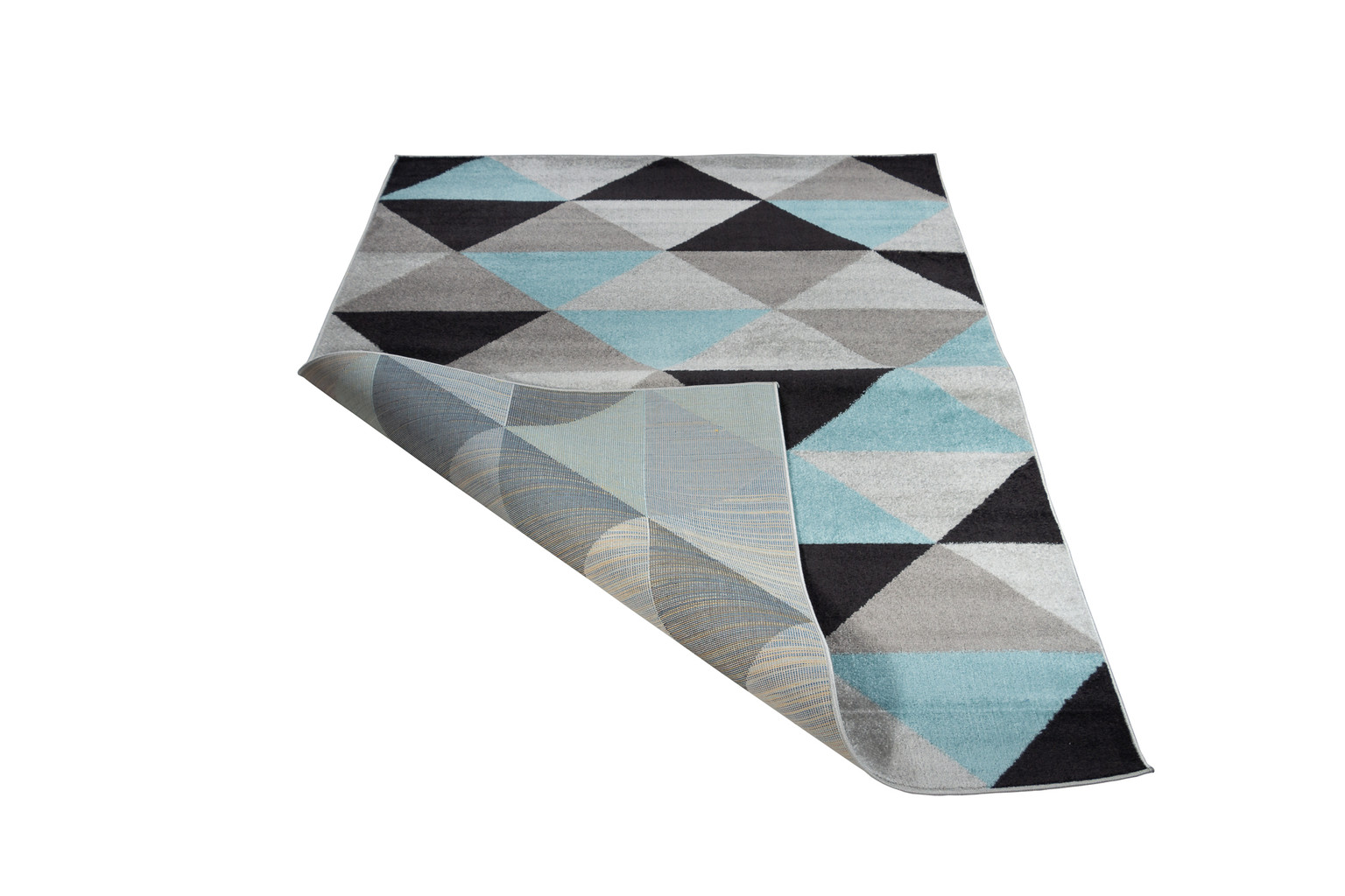 Kolorowy dywan młodzieżowy do sypialni w niebieskie, szare i czarne trójkąty Ice Stream 08 - Carpetforyou zdjęcie 3