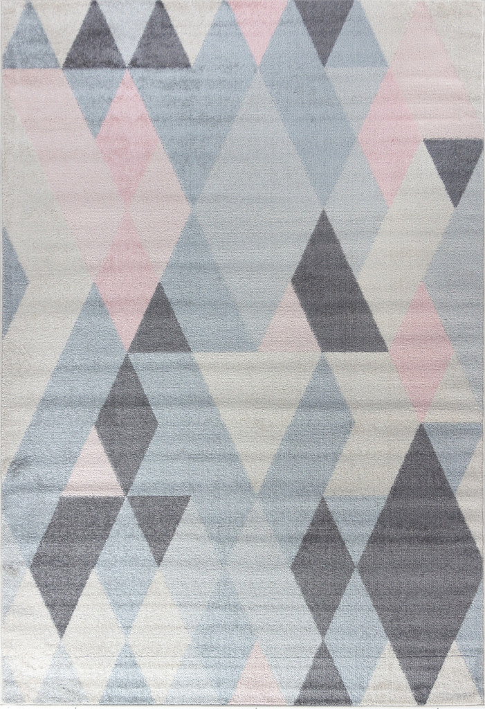 Nowoczesny dywan w ciekawy wzór różowe i szare romby, trójkąty Pearl Stream 09 - Carpetforyou zdjęcie 1