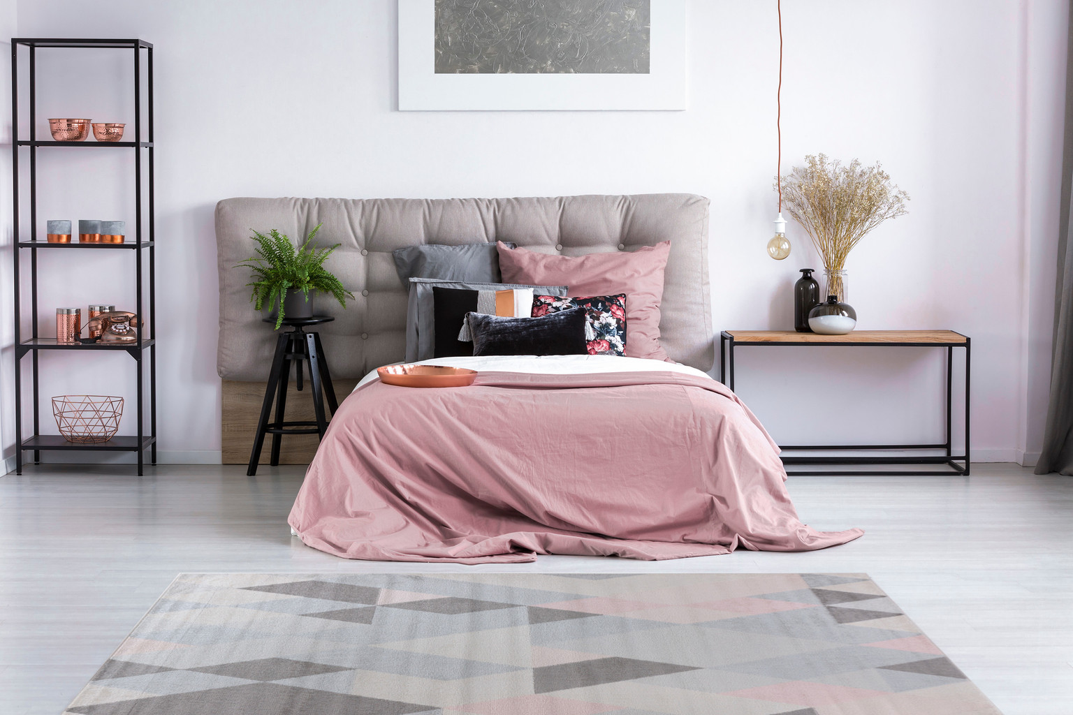 Nowoczesny dywan w ciekawy wzór różowe i szare romby, trójkąty Pearl Stream 09 - Carpetforyou zdjęcie 2
