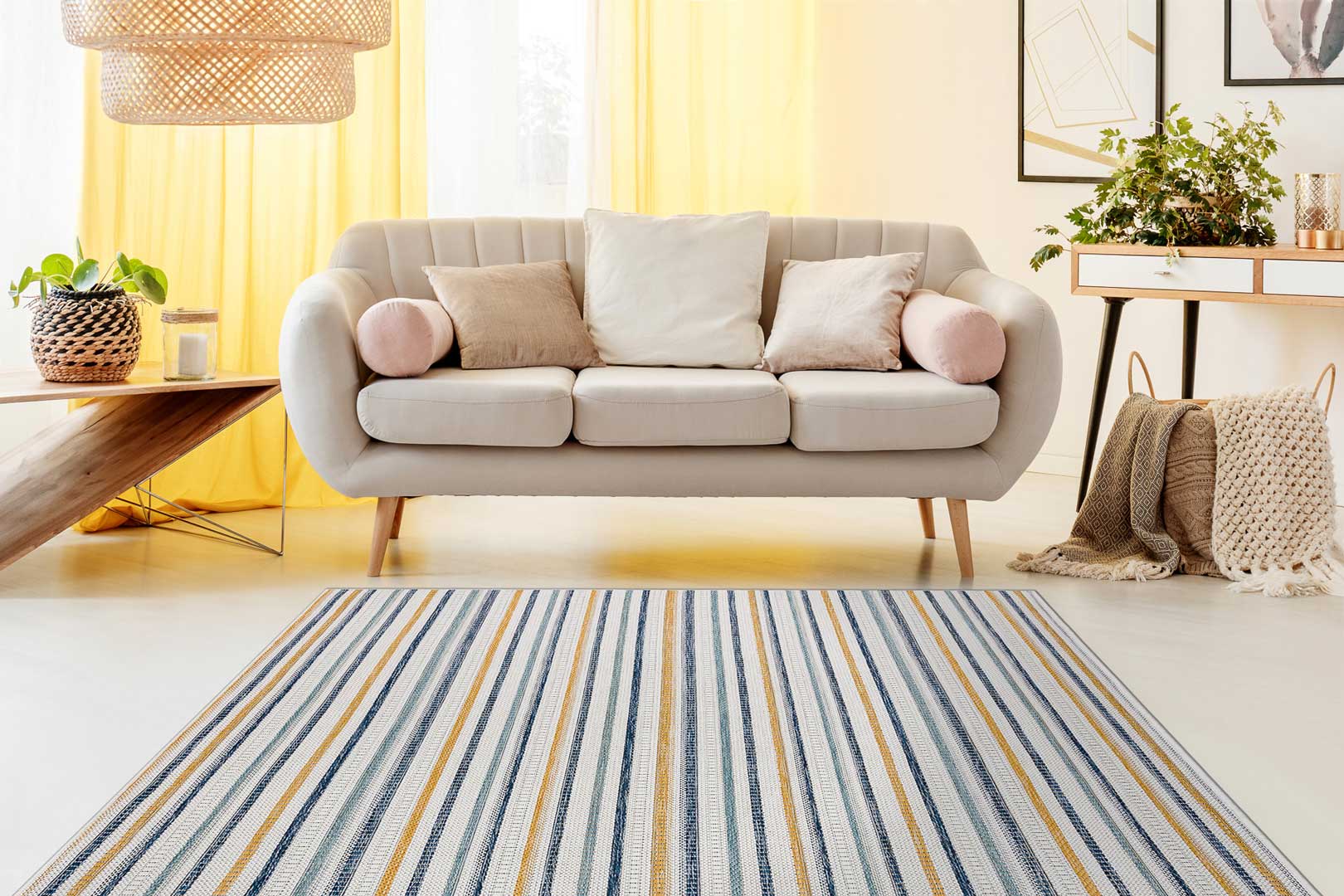 Młodzieżowy dywan do sypialni w żółte i szare pasy Desert Stripes - Carpetforyou zdjęcie 2