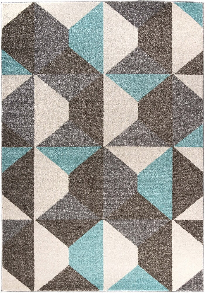 Geometryczny dywan w nowoczesny wzór biało-niebiesko-szare trójkąty i romby Marine Stones - Carpetforyou zdjęcie 1