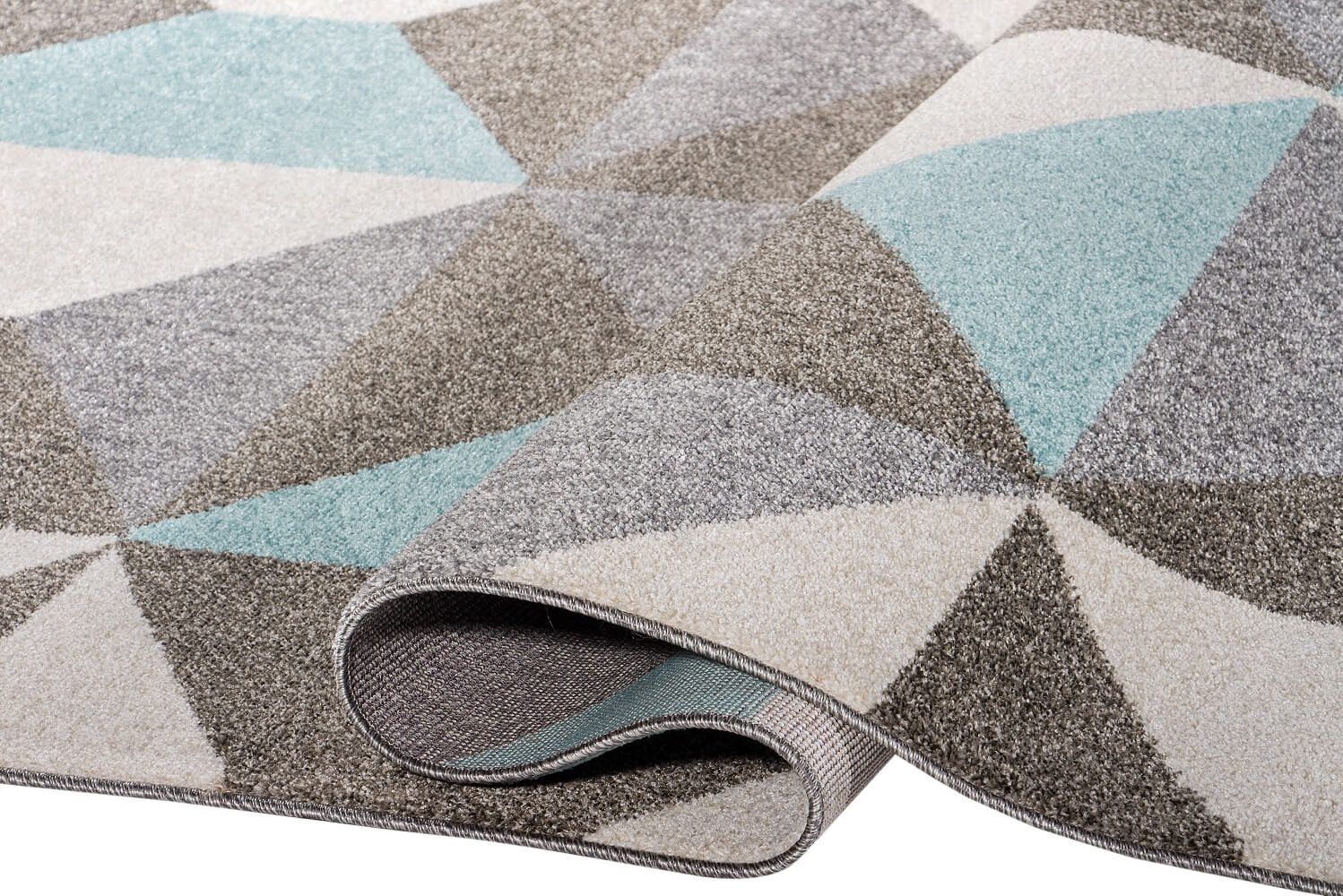 Geometryczny dywan w nowoczesny wzór biało-niebiesko-szare trójkąty i romby Marine Stones - Carpetforyou zdjęcie 4
