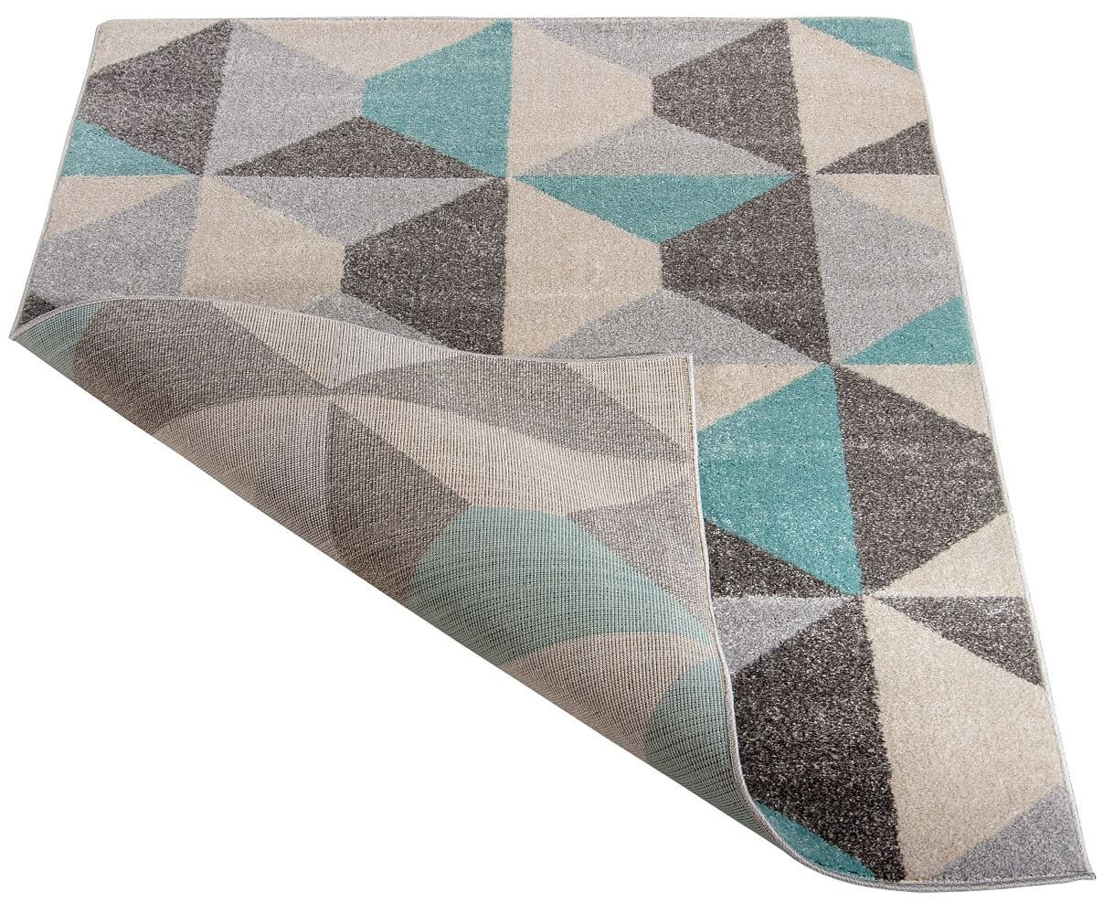 Geometryczny dywan w nowoczesny wzór biało-niebiesko-szare trójkąty i romby Marine Stones - Carpetforyou zdjęcie 3