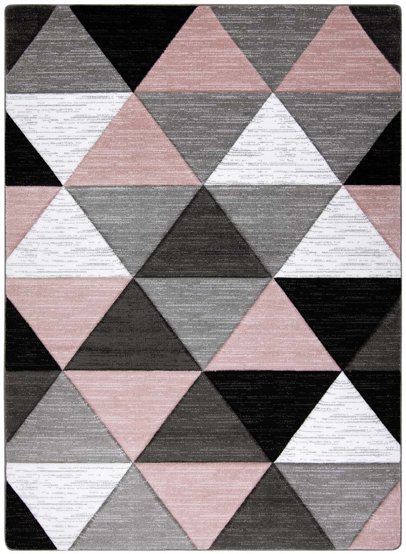 Pastelowy dywan dla dziewczynki Smoothie Pink w różowe i szare trójkąty - Carpetforyou zdjęcie 1