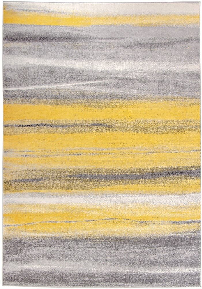 Żółto-szary dywan młodzieżowy w przenikające się pasy Summer Abstract, do salonu - Carpetforyou zdjęcie 1