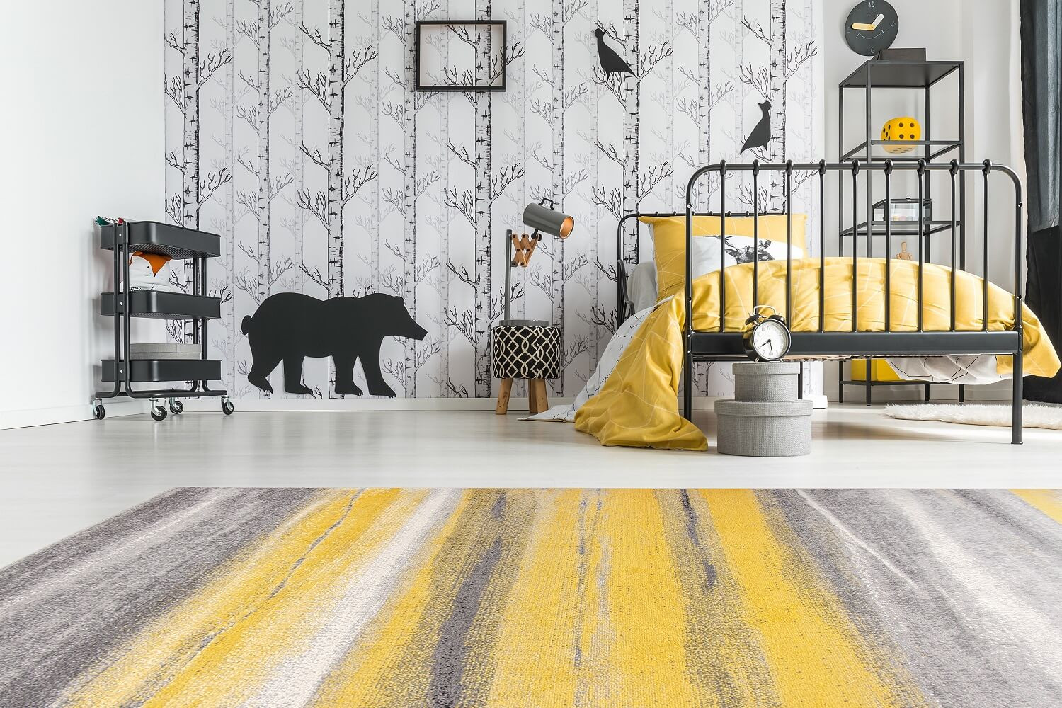 Żółto-szary dywan młodzieżowy w przenikające się pasy Summer Abstract, do salonu - Carpetforyou zdjęcie 4