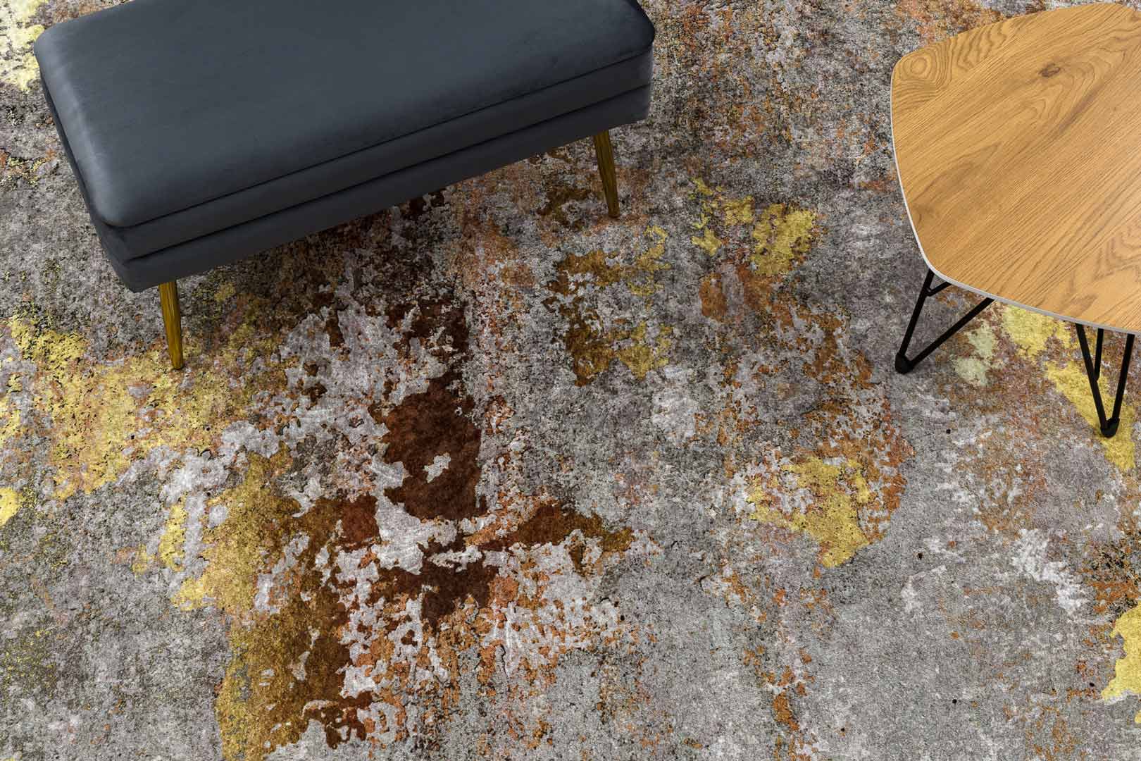 Żółto-szary dywan młodzieżowy w przenikające się pasy Summer Abstract, do salonu - Carpetforyou zdjęcie 4