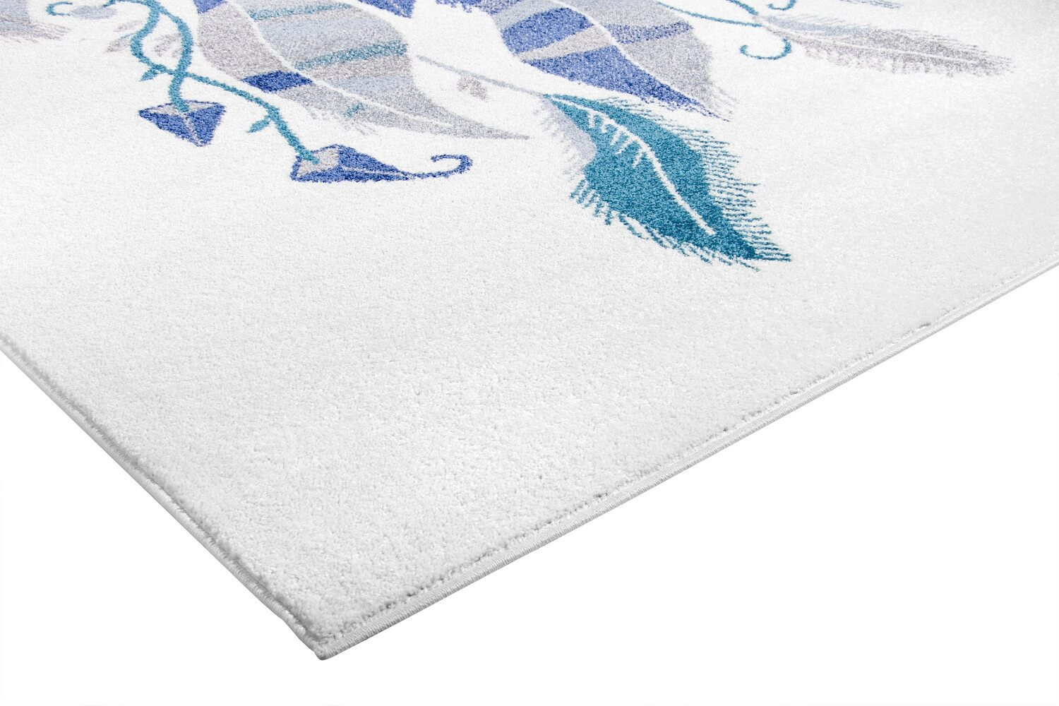 Nowoczesny dywan do sypialni, dla dzieci w indiański łapacz snów niebiesko-szary na jasnym tle Native Vibe - Carpetforyou zdjęcie 3