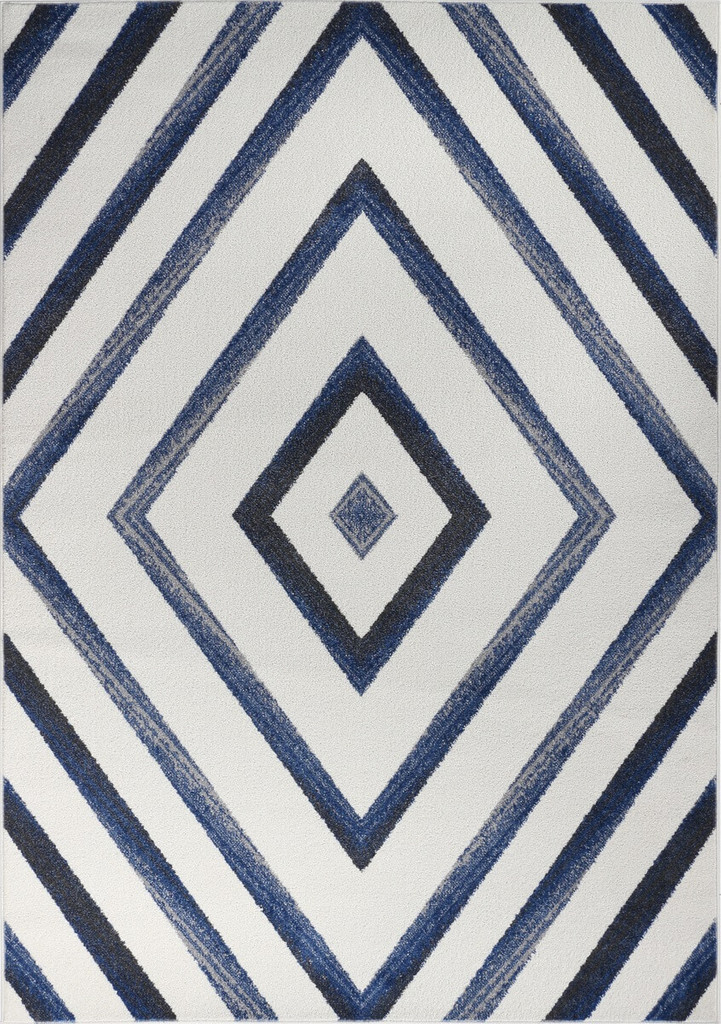 Skandynawski nowoczesny dywan w niebieskie i kremowe romby Native Blue - Carpetforyou zdjęcie 1