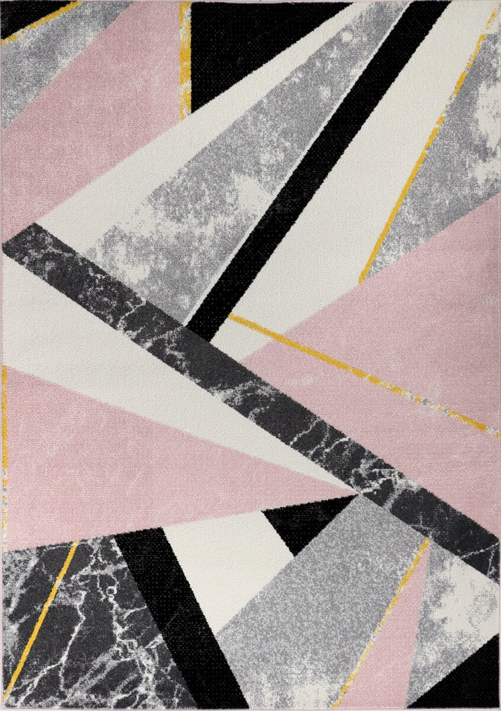 Abstrakcyjny dywan geometryczny z efektem marmuru Pink Abstract, styl nowoczesny - Carpetforyou zdjęcie 1