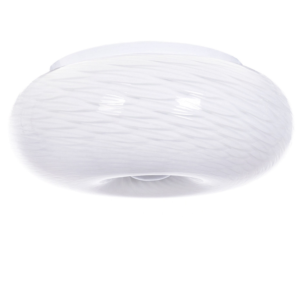 Plafon, lampa sufitowa EVIANTE biało-kremowa, oprawa szklana, okrągła, we wzorki - Lumina Deco zdjęcie 1