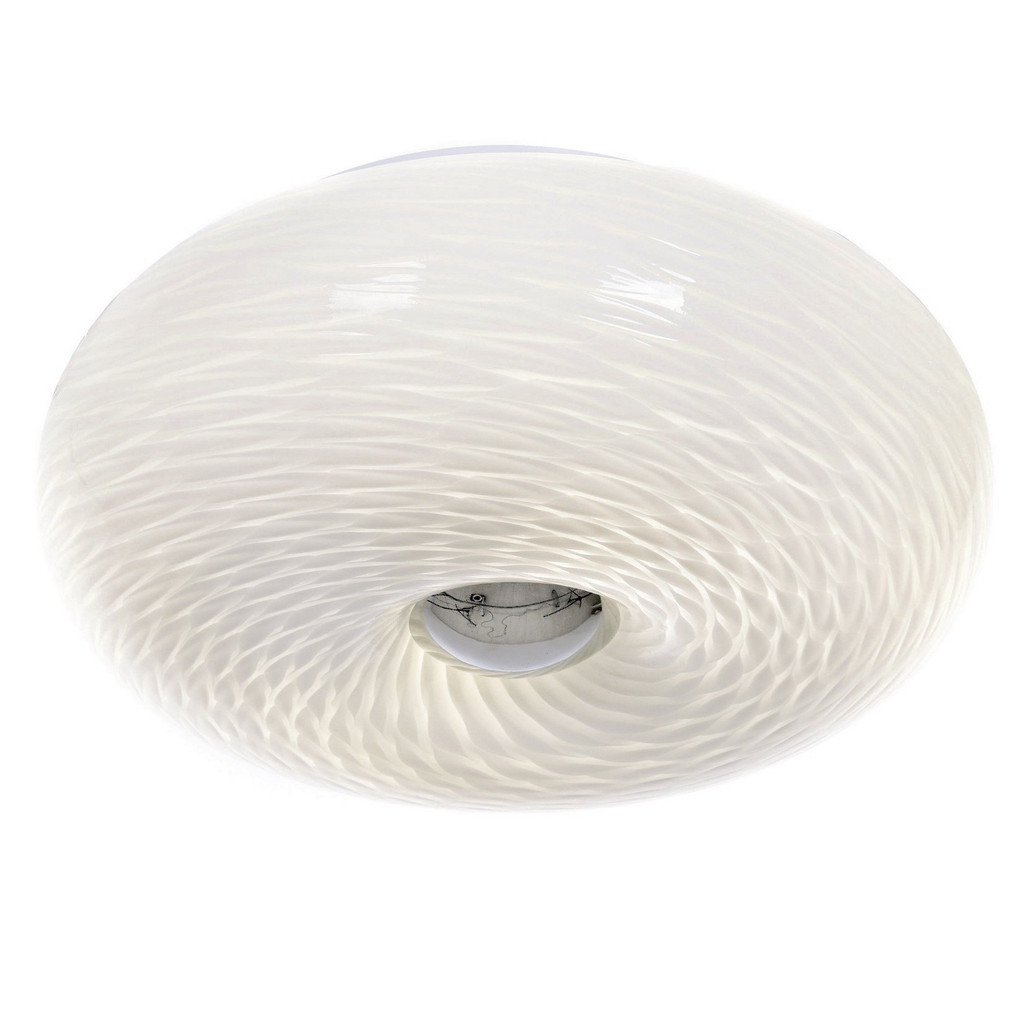 Plafon, lampa sufitowa EVIANTE biało-kremowa, oprawa szklana, okrągła, we wzorki - Lumina Deco zdjęcie 3