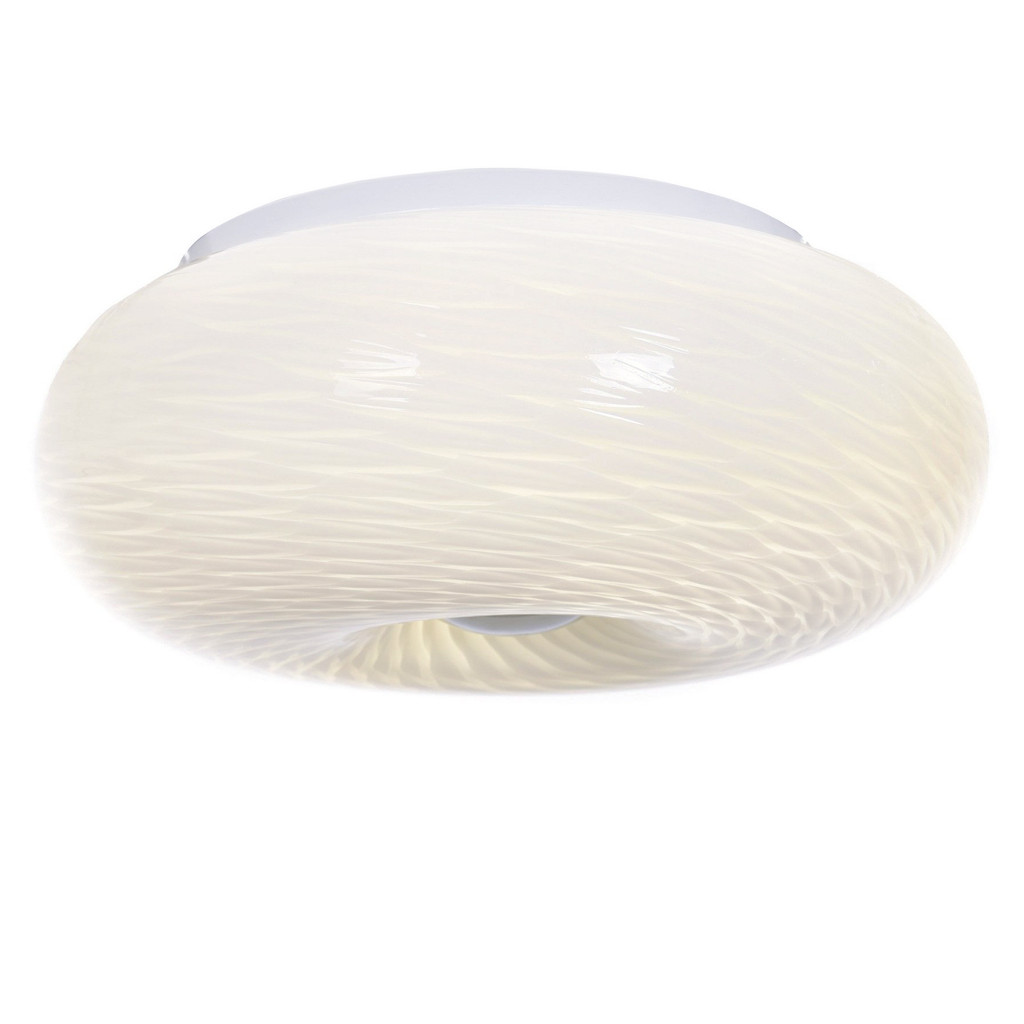 Plafon, lampa sufitowa EVIANTE biało-kremowa, oprawa szklana, okrągła, we wzorki - Lumina Deco zdjęcie 4