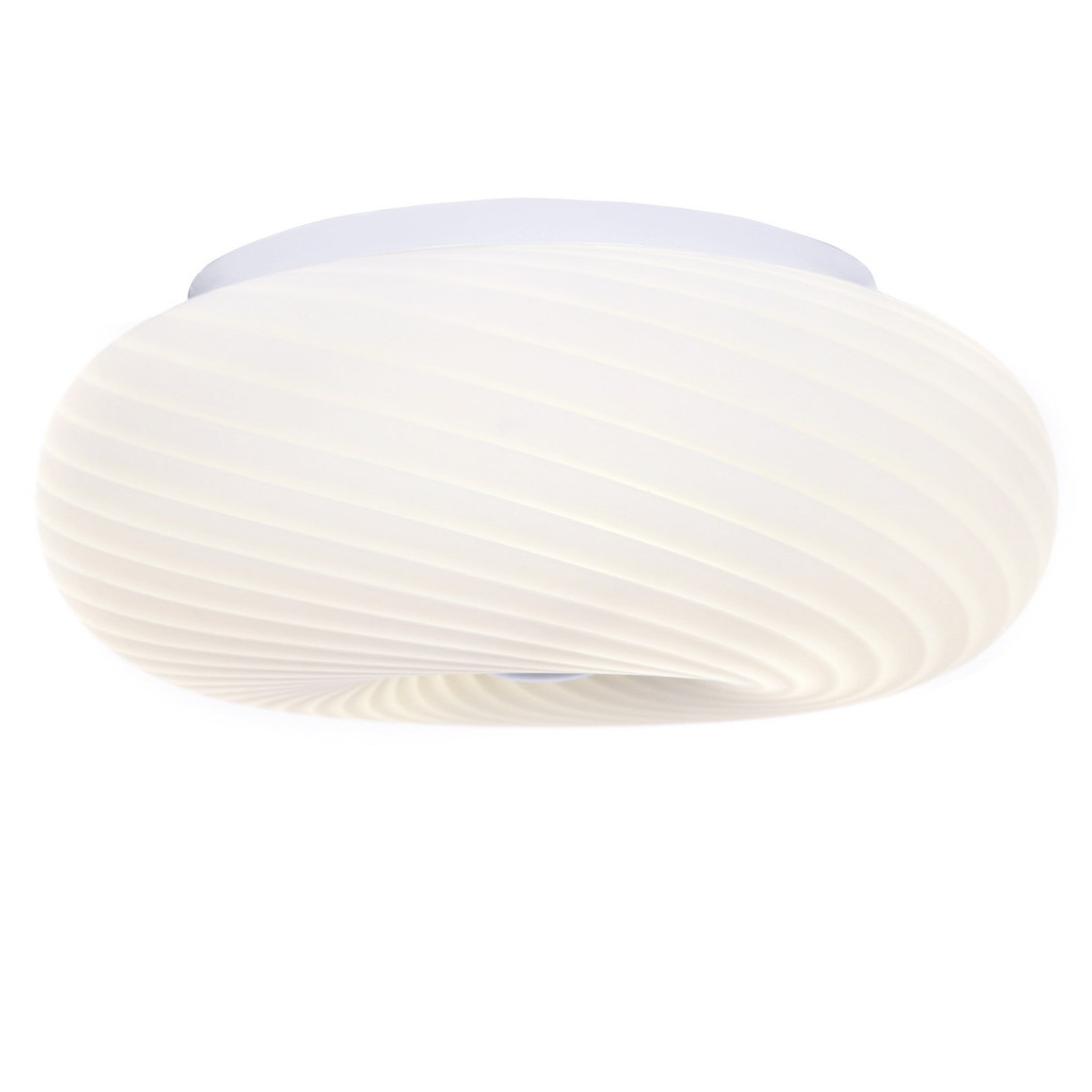 Plafon, lampa sufitowa MONARTE biało-kremowa, oprawa szklana, okrągła, wzór w paski - Lumina Deco zdjęcie 4