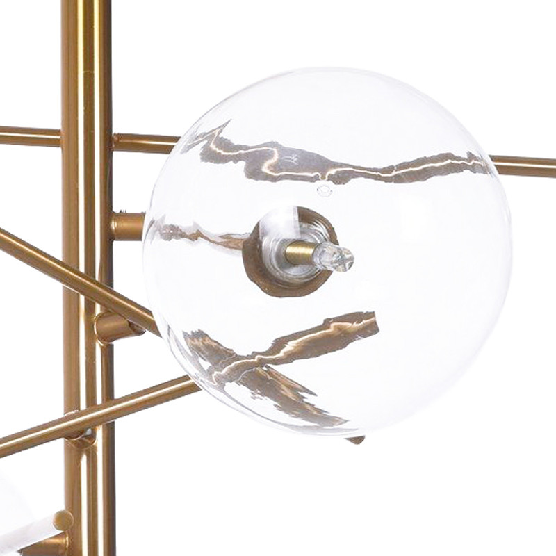 Mosiężna nowoczesna lampa sufitowa BERGAMO W6 z przezroczystymi szklanymi kloszami - Lumina Deco zdjęcie 2