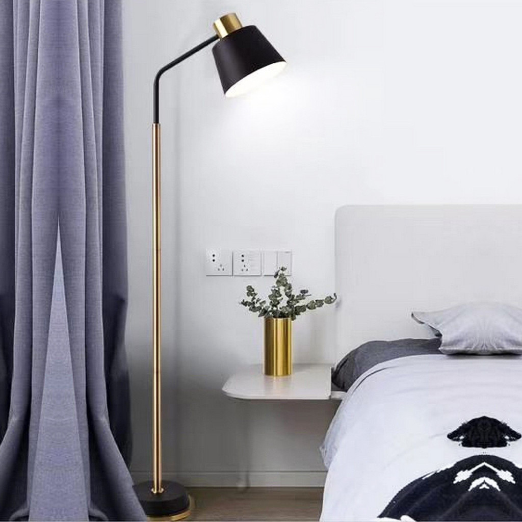 Czarno-mosiężna lampa podłogowa, stojąca ARDINI, designerska, glamour - Lumina Deco zdjęcie 4