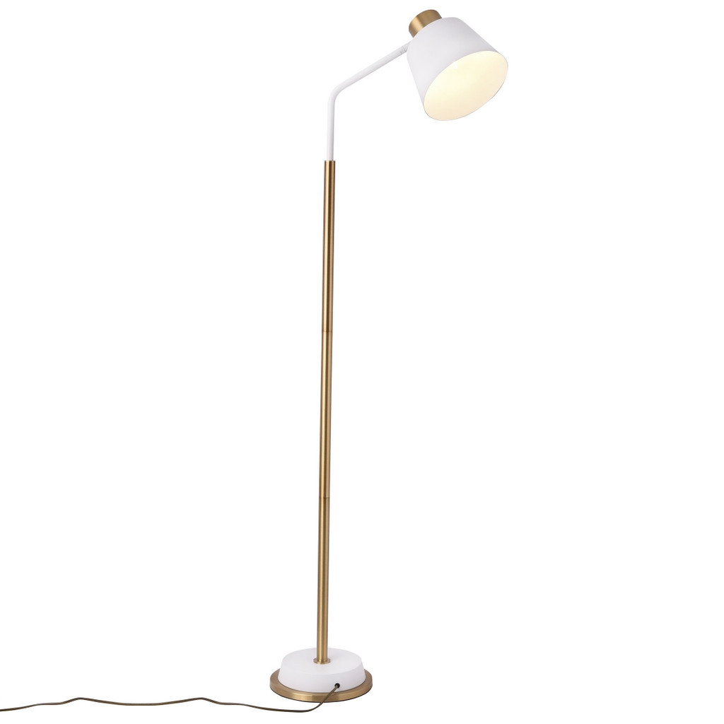 Biało-mosiężna lampa podłogowa, elegancka ARDINI, metalowa - Lumina Deco zdjęcie 1