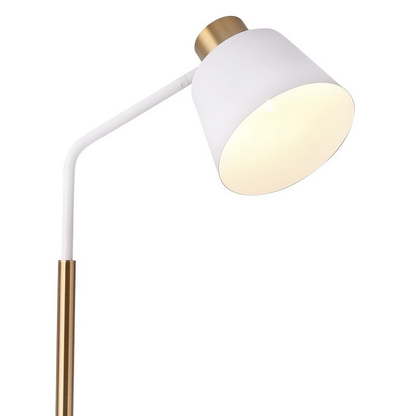 Biało-mosiężna lampa podłogowa, elegancka ARDINI, metalowa - Lumina Deco zdjęcie 3