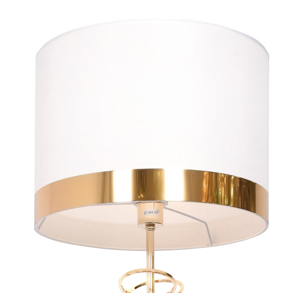 Złota lampa MILARI z białym abażurem i dekoracyjnymi obręczami w nowoczesnym stylu - Lumina Deco zdjęcie 2