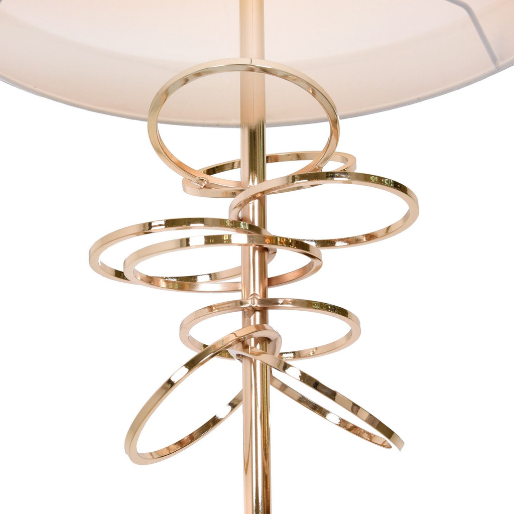 Złota lampa MILARI z białym abażurem i dekoracyjnymi obręczami w nowoczesnym stylu - Lumina Deco zdjęcie 4