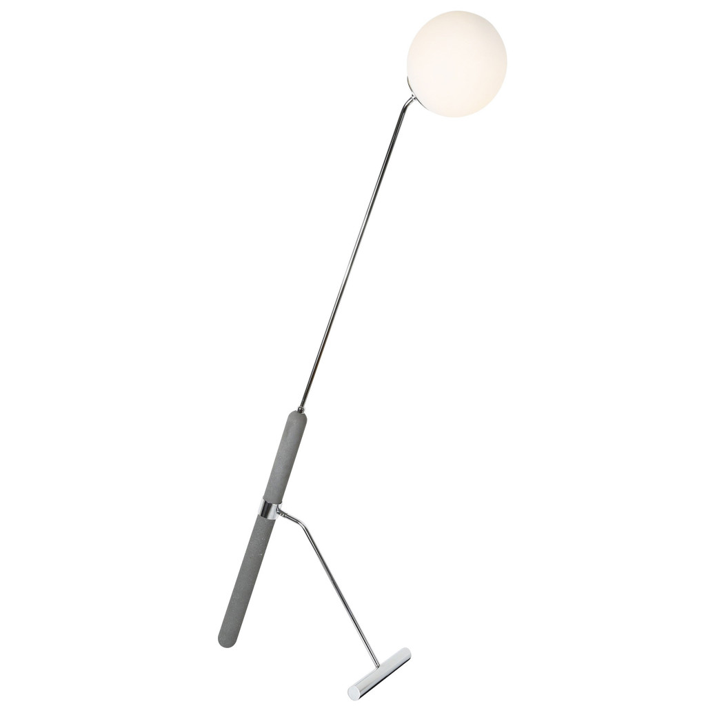 Designerska lampa stojąca, podłogowa GRANINO chromowana z betonową podstawą - Lumina Deco zdjęcie 1