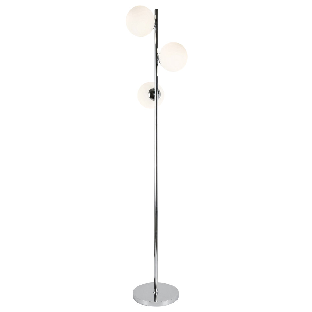 Chromowana minimalistyczna lampa podłogowa FREDICA W3 wielopunktowa - Lumina Deco zdjęcie 1