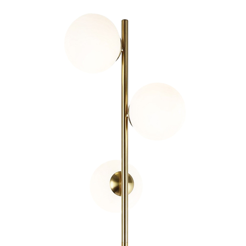 Elegancka mosiężna lampa podłogowa FREDICA W3 szklane kule klosze - Lumina Deco zdjęcie 3