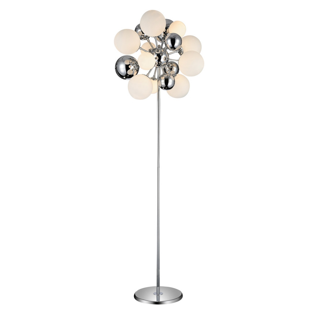 Lampa stojąca podłogowa GALAKSIDA P10 biała, srebrna, chrom, nowoczesne kule - Lumina Deco zdjęcie 1