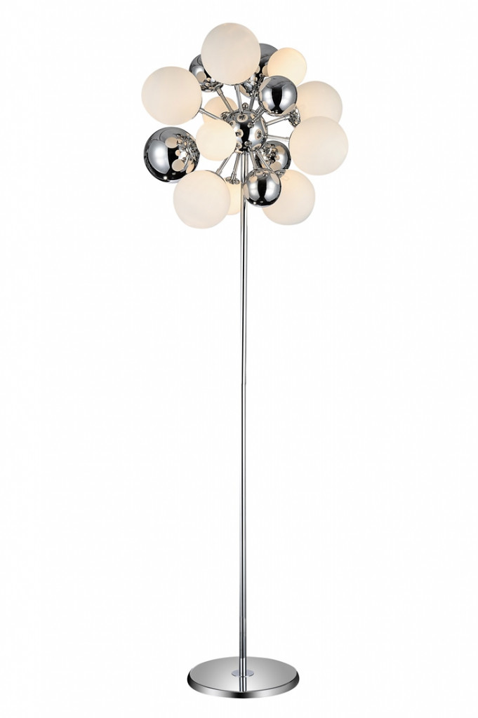 Lampa stojąca podłogowa GALAKSIDA P10 biała, srebrna, chrom, nowoczesne kule - Lumina Deco zdjęcie 4