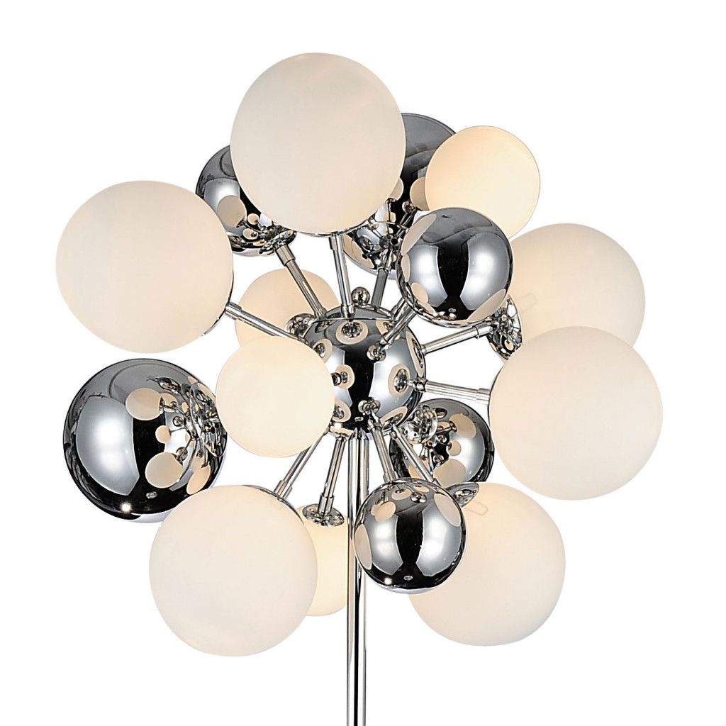 Lampa stojąca podłogowa GALAKSIDA P10 biała, srebrna, chrom, nowoczesne kule - Lumina Deco zdjęcie 2