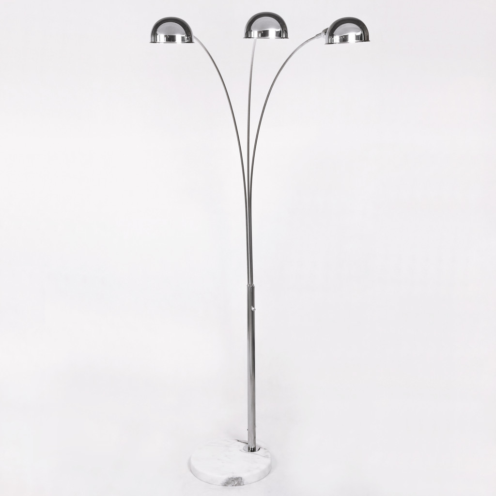 Chromowana lampa podłogowa WALLSCOT z trzema nowoczesnymi kloszami - Lumina Deco zdjęcie 2