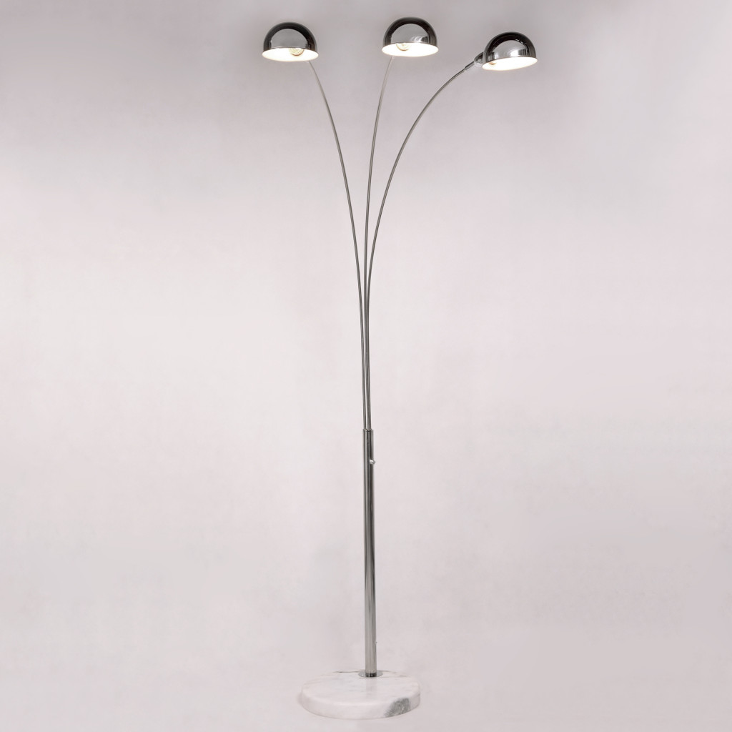 Chromowana lampa podłogowa WALLSCOT z trzema nowoczesnymi kloszami - Lumina Deco zdjęcie 3
