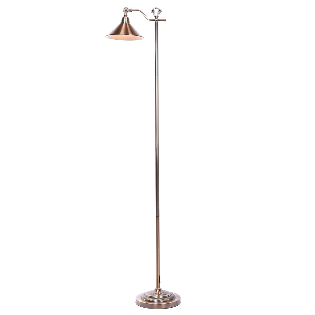 Lampa podłogowa mosiężna AMOS industrialna, loft, klasyczna, klosz stożek - Lumina Deco zdjęcie 3
