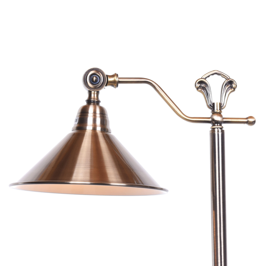 Lampa podłogowa mosiężna AMOS industrialna, loft, klasyczna, klosz stożek - Lumina Deco zdjęcie 4