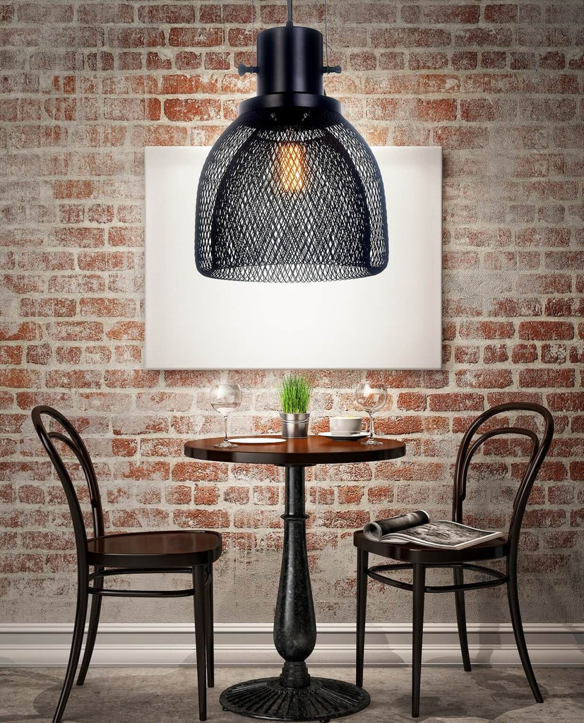 Czarna lampa wisząca na łańcuchu FRATTON metalowa designerska siateczka - Lumina Deco zdjęcie 2