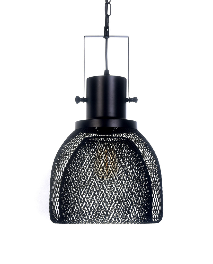 Czarna lampa wisząca na łańcuchu FRATTON metalowa designerska siateczka - Lumina Deco zdjęcie 4
