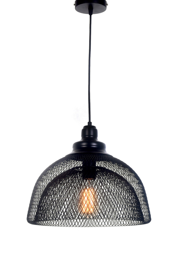 Czarna druciana wisząca lampa FENON metalowa siatka industrialna - Lumina Deco zdjęcie 1