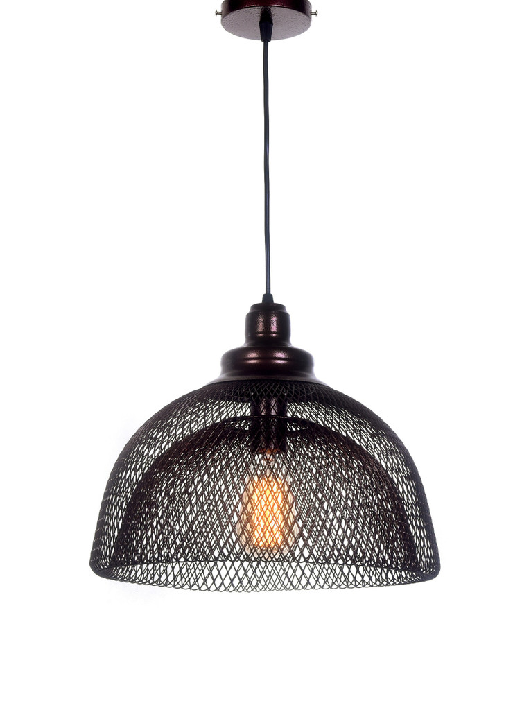 Brązowa lampa wisząca FENON półokrągła druciana metalowa siatka - Lumina Deco zdjęcie 1