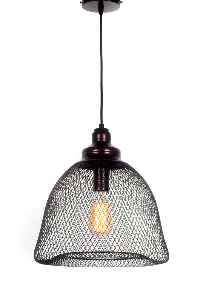 Dekoracyjna lampa wisząca HILSTON brązowa siateczka loftowa zwis - Lumina Deco zdjęcie 3