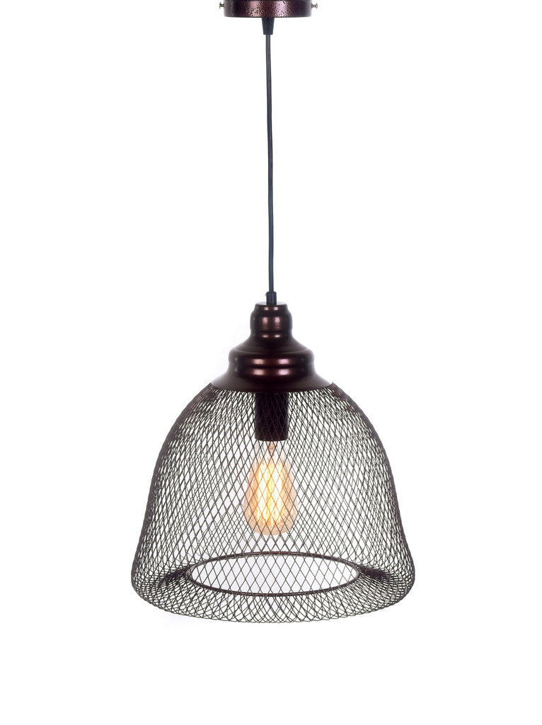 Dekoracyjna lampa wisząca HILSTON brązowa siateczka loftowa zwis - Lumina Deco zdjęcie 4
