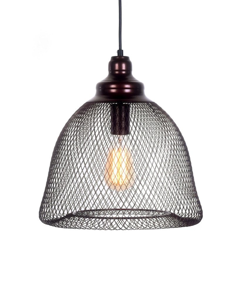 Dekoracyjna lampa wisząca HILSTON brązowa siateczka loftowa zwis - Lumina Deco zdjęcie 1