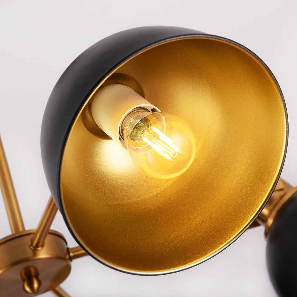 Loftowa lampa wisząca BELMONTI W5 czarno-złote metalowe klosze pięcioramienna - Lumina Deco zdjęcie 4