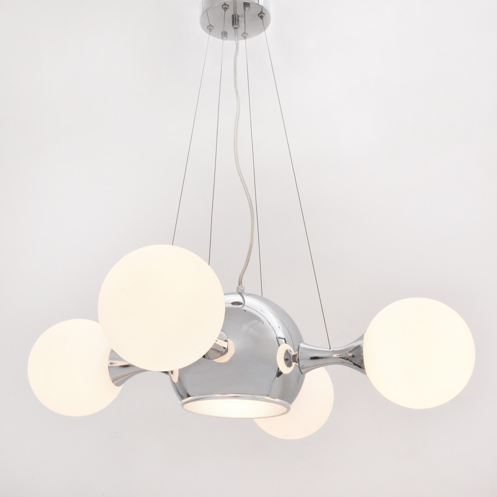 Chromowana biała lampa wisząca BOATEGGA W5 nowoczesna regulowana - Lumina Deco zdjęcie 3