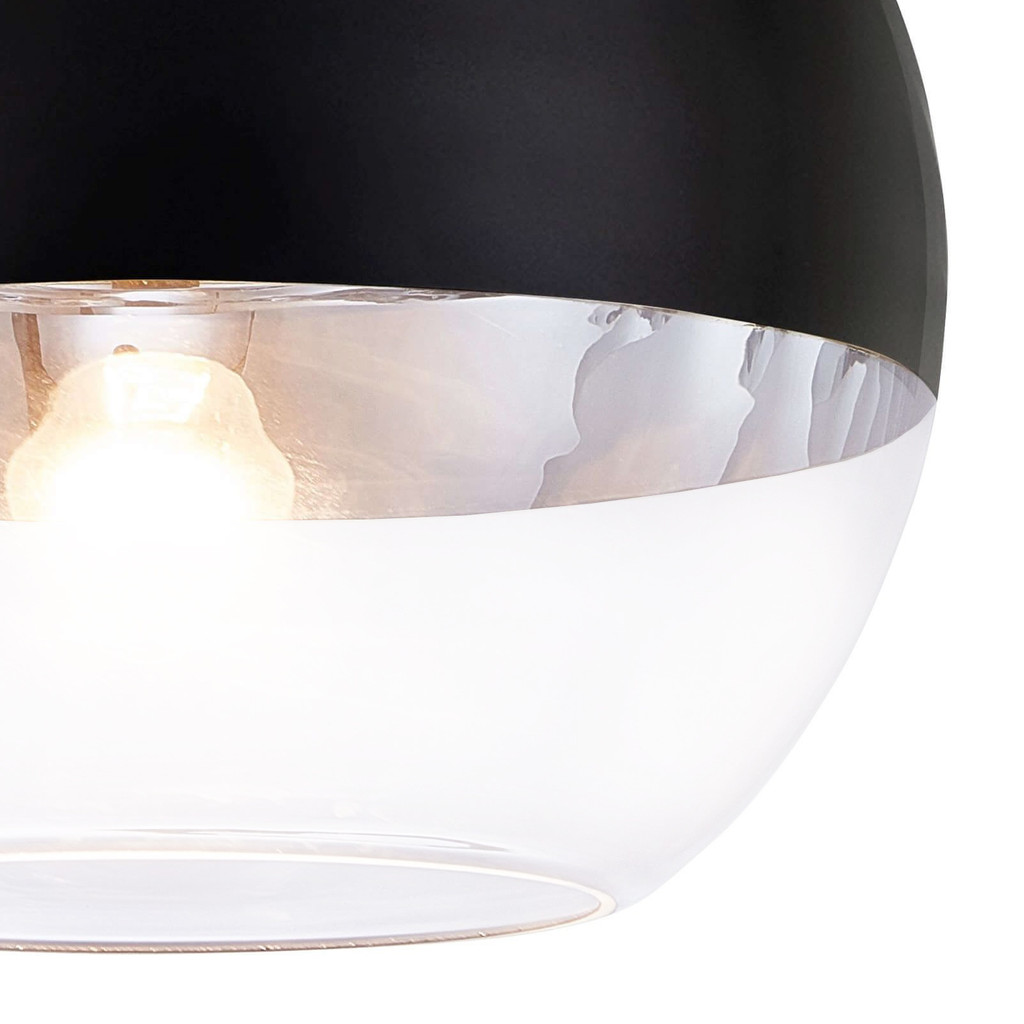 Nowoczesna lampa wisząca VERONI z półokrągłym czarno-przezroczystym, szklanym kloszem - Lumina Deco zdjęcie 3
