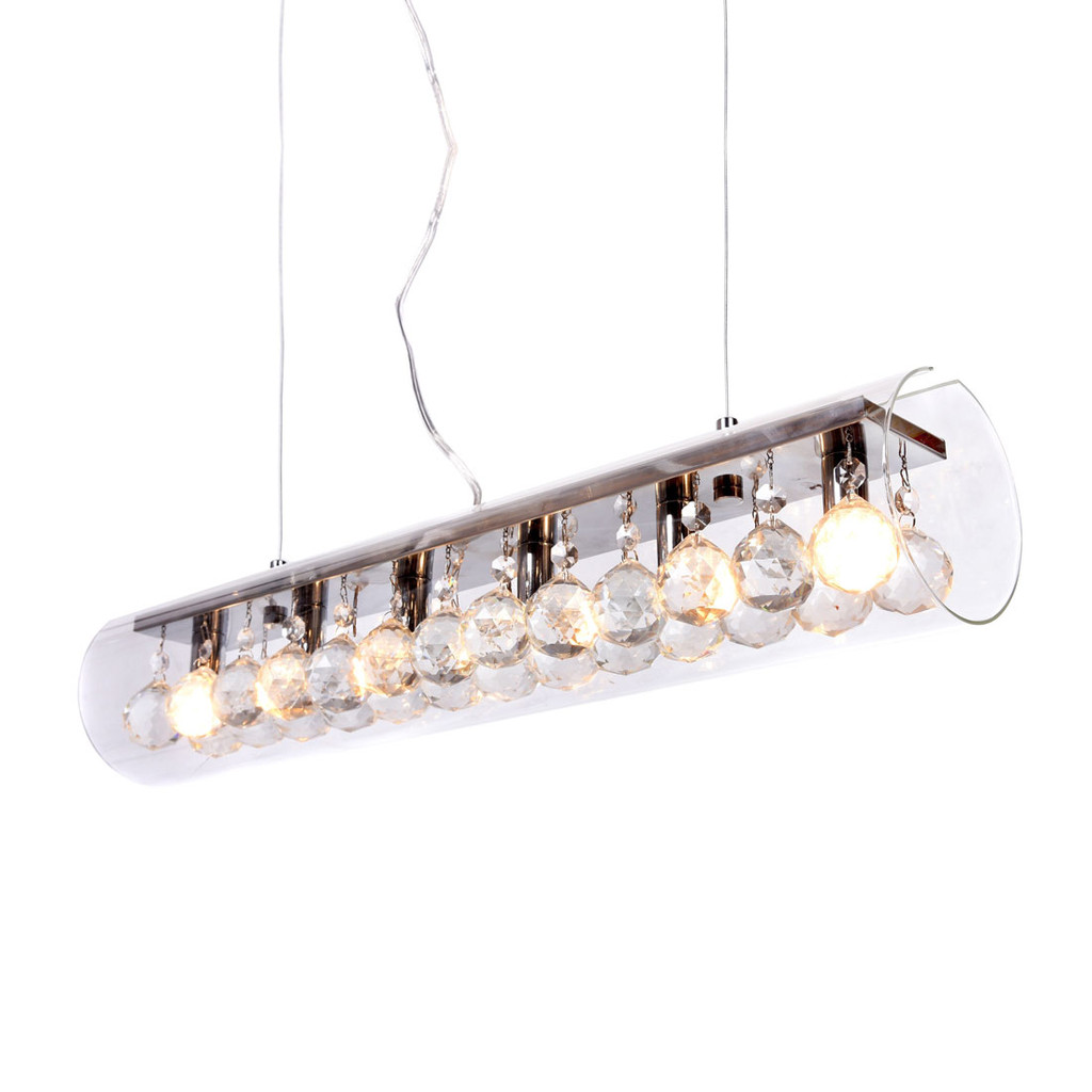 Lampa kryształowa wisząca nowoczesna BRIZA szklany klosz, metalowa listwa - Lumina Deco zdjęcie 1