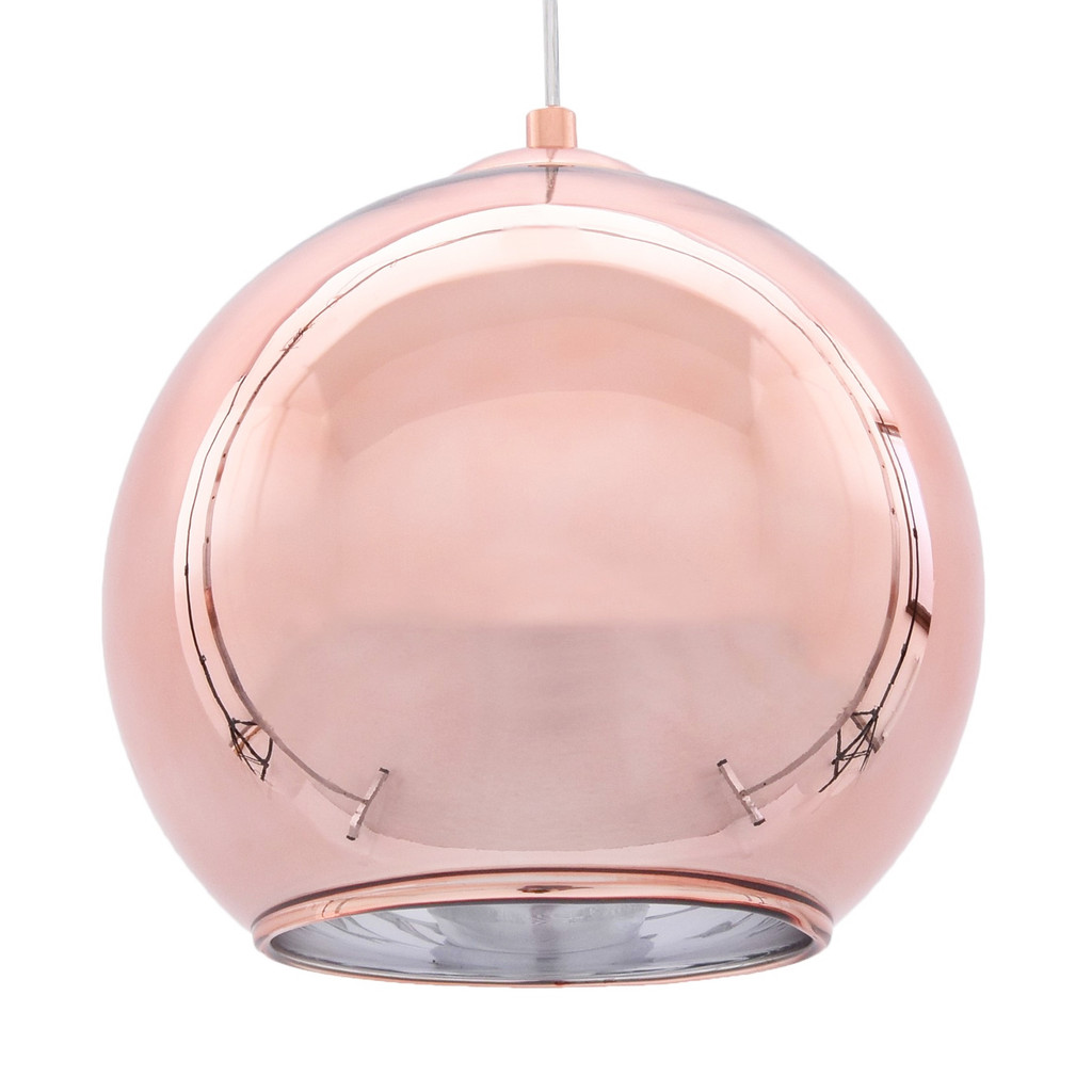 Nowoczesna półokrągła lampa wisząca LOBOS różowe złoto szklana - Lumina Deco zdjęcie 1