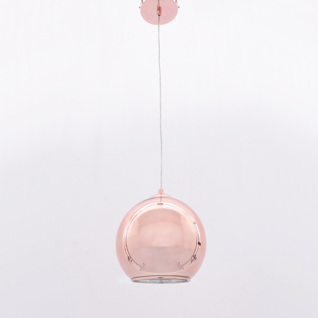 Nowoczesna półokrągła lampa wisząca LOBOS różowe złoto szklana - Lumina Deco zdjęcie 3