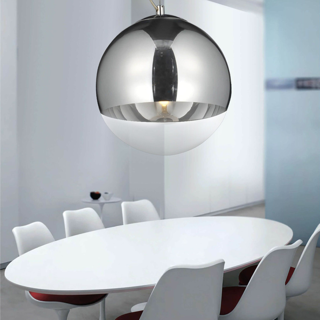 Srebrna szklana lampa wisząca IBIZA skandynawska przezroczysta kula - Lumina Deco zdjęcie 2