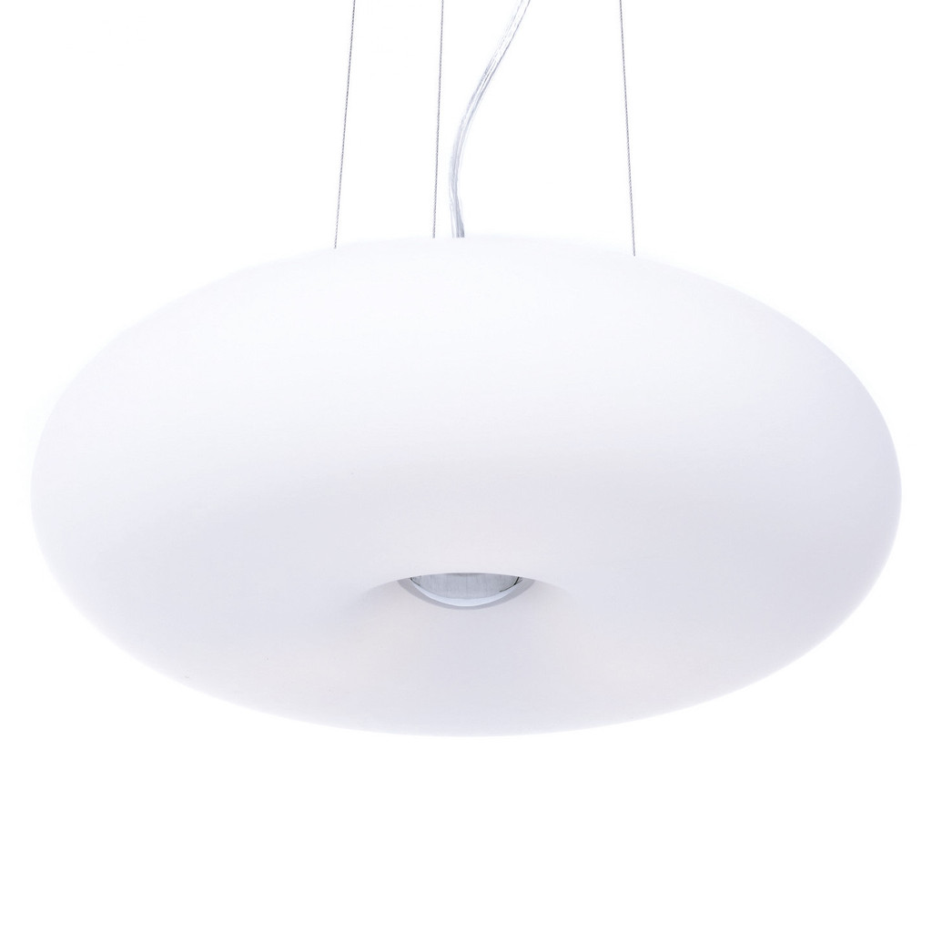 Lampa wisząca biała kremowa BIANTE szklana oprawa gładka okrągła - Lumina Deco zdjęcie 1